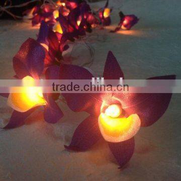20 Battery Powered LED Purple Orchid Fairy Lights for Party and Decoration photo-4
