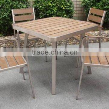 AS-3788 alum table and chair with polywood slate for garden