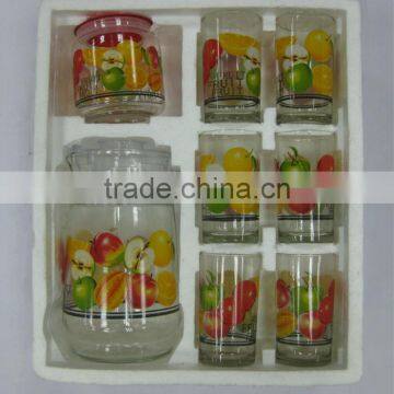 JK001 7pcs glass drinking set with printing