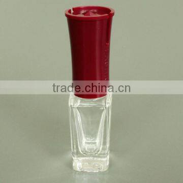 6ml Square Glass Nail Polish Container Storage With Red Plastic Brush Cap photo-2