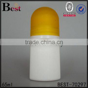 hot products personal care 65ml white PP plastic deodorant roll on with yellow cap factory price best sellers