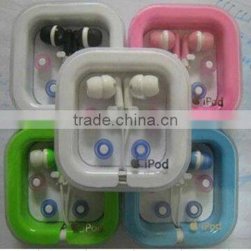 mini PVC box earphones Headphones 3.5MM BASS MP4 MP3 1 earphone
