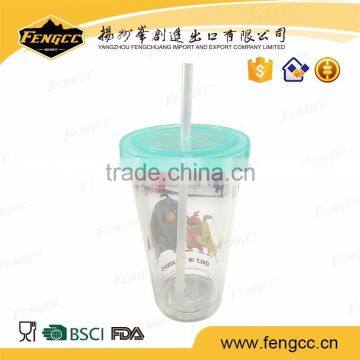 new arrival double layer bpa free portable plastic straw cup