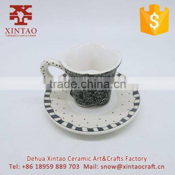 Coffee House Coffee Bar Cappuccino Cups and Saucers, Full Decal Letters With Saucers photo-2