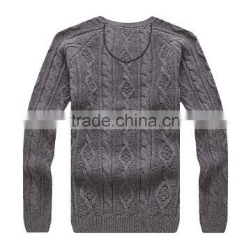 New Arrival Pure Color Cable Crew Neck Knit Sweater , Pullover Sweater photo-2