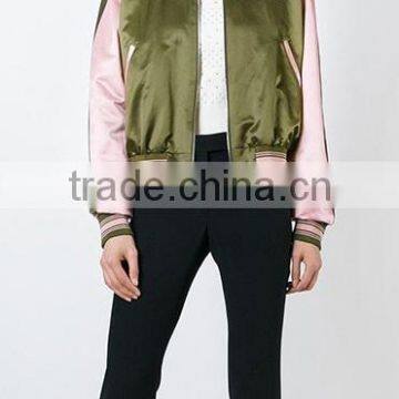 hot sale latest design Guangzhou clothing ladies embroidery satin bomber jacket