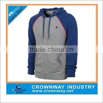 autumn long sleeve custom made full face zip hoodie for men