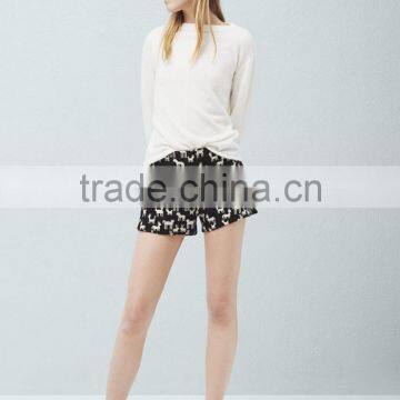 2016 Hot Sale Women Side Slit Cotton Jacquard Shorts Whoelsale