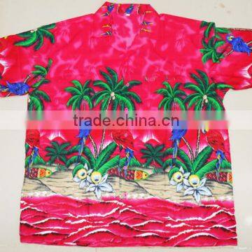 GENTS MACAU PARROT PRINT HAWAIIAN SHORT SLEEVE ALOHA SHIRT photo-2