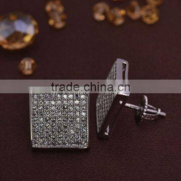 Top silver rhodium plating men earrings