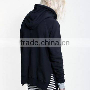 Male Autumn Solid Color Hoodie Zipper Side Open Cap Unlined Upper Pullover Garment With 1/3 Front Zipper photo-3
