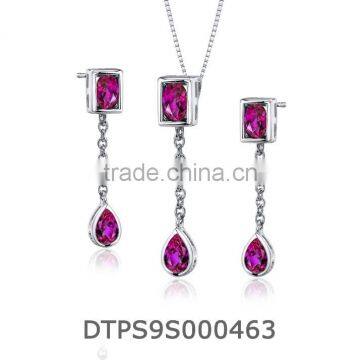 Silver Plated Pendant Set With Purple Amethyst