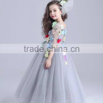 2017 Fancy Sheer Embroidery Gauze Short Sleeve Long Frocks Cotton Lining Dress photo-4