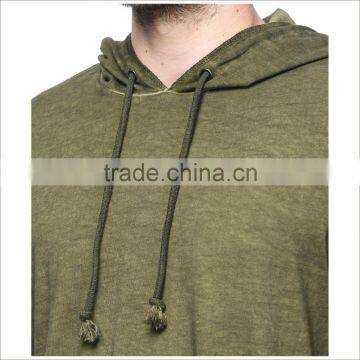 Guangzhou Custom Logo and Print Mens Longline Hoodie In Olive Green photo-3