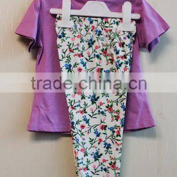 Wholesale Fashion Baby Girls 2 Pcs Set Purple Short Sleeve Top + Long Pant Casual Set TP-7717 photo-2