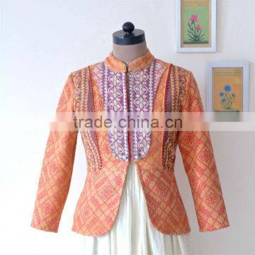 Vintage Kantha Boho Jacket in One of a Kind Aztec Print ~ Small