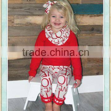 infant valentines day outfit baby girl boutique wholesale sets with love ruffle icing legging 2017 spring girl clothing 3pcs