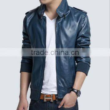 Fashionable Black Men Quilted Shoulder Bomber Leather Coat