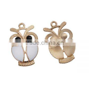 Zinc Based Alloy Pendants Halloween Owl Light Golden Black & White Enamel 34mm x 22mm photo-3