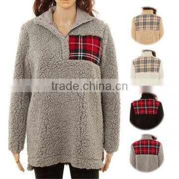 wholesale quarter zip jacket oversized sherpa fleece pullover