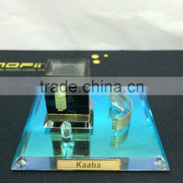 Saudi Building Black Optic Crystal Kaaba With 24K Gold Plated Metal For Muslim Souvenirs