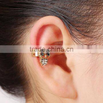 Punk Style Rhinestone Crystal Owl Earrings Cuff Metal Ear Wrap