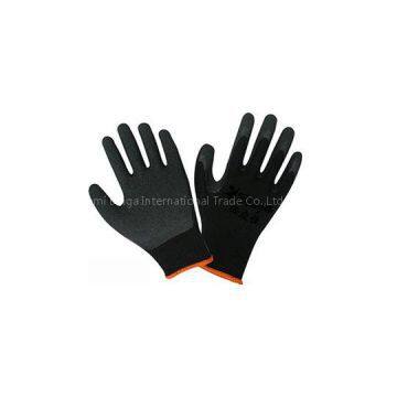 Black Latex 13G Black Polyester Safety Glove