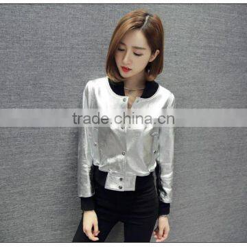 New Design High Quality Sliver Sheep Leather Jacket For Women With Factor Price