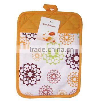 Orange Flowers Pattern Non toxic Cotton Fabric Pot holder