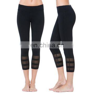 Wholesale custom design black plain polyester yoga workout pants women capri leggings