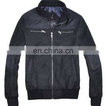 lastest new stylish spring thin pu inserted bomber men's swede jacket