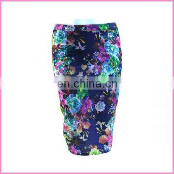 tropical flowers printed elastic fabric pegged skirts