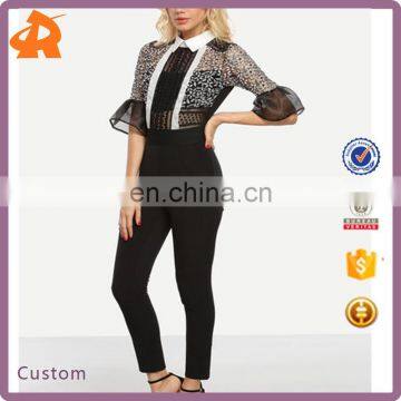 Dresses for Women Elegant, Pictures Office Dress for Ladies, Fashion Design Hollow Out Lace 2 in 1 Black Jumpsuit