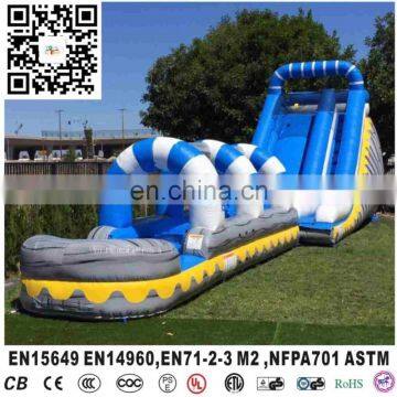 2016 new blue single drop fall inflatable slide with mini pool