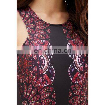 Factory Wholesale Floral Printed Spandex Sleeveless Sexy Mini New Fashion Dress Design photo-4