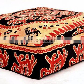 Indian Large Dog Bed Ethnic Elephant Mandala Floor Pillow Cotton Cushion Cover Bohemian Pet Bed Throw