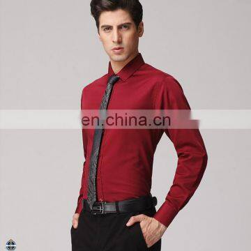 T-MSS551 China Wholesale Mens Cotton Twill Plain Red Dress Shirt