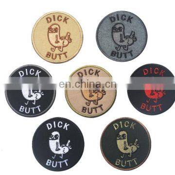 Custom High Quality Embroidery Patch of duck embroidered patches, dick butt embroidery patch overlock badge with hook and loop