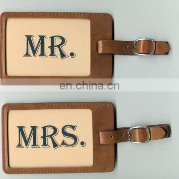 cheap brown faux leather luggage tags