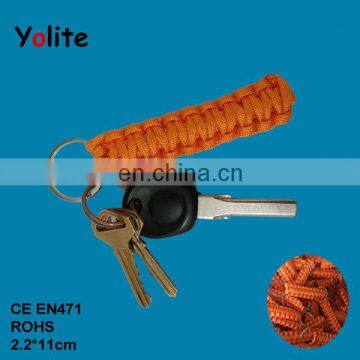 Camping self defense orange color paracord keychain