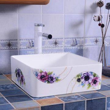 Good design wash hand ceramic tabletop colorful square bathroom wash hand basin sink from chaozhou china