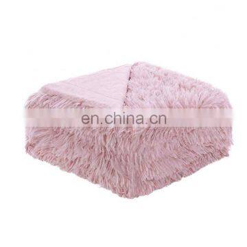 Factory Wholesale  PV Fleece Faux Fur Throw Blankets Dark Rose