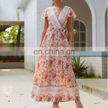 Baroque Border Print Plus Size Short Sleeve Cover up Women Summer Casual Dress photo-2