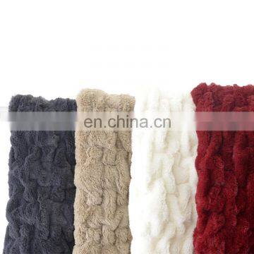 Top Seller Super Soft Extra Cozy Luxury Embossed Rabbit White Faux Fur Throw Blanket for Bed photo-2