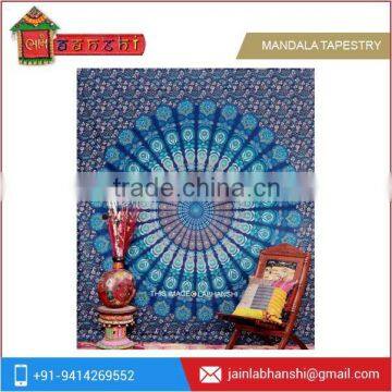 Wall Hanging Good Quality Mandala Blue Cream Tapestry