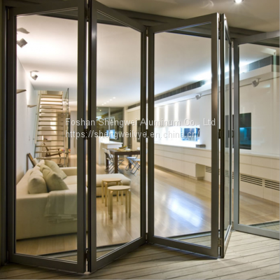 Hot popular Building house aluminum double glass Folding Door standard aluminum sliding folding glass door bifold door