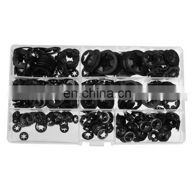 260/340/500PCS M3-M12 Internal Starlock Washers Push On Lock Star Nut Fastener Clips Lock Set Speed Fastener Assortment Kit