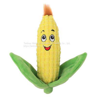 Bite Resistant Custom Interactive Corn Plush Pet Chew Squeaky Dog Toys