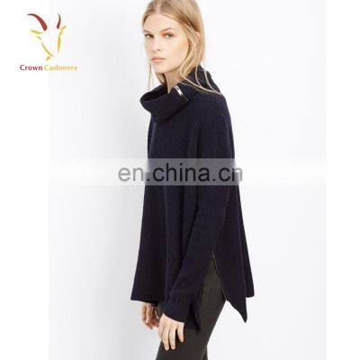 Oversized Turtleneck Pullover Cashmere With Side Zipper for Lady photo-2