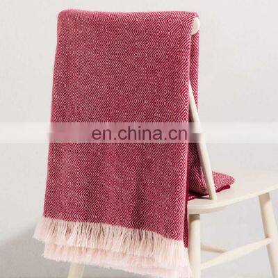 Hot Sale Wool Cashmere Blended Woven Travel Throws Blankets